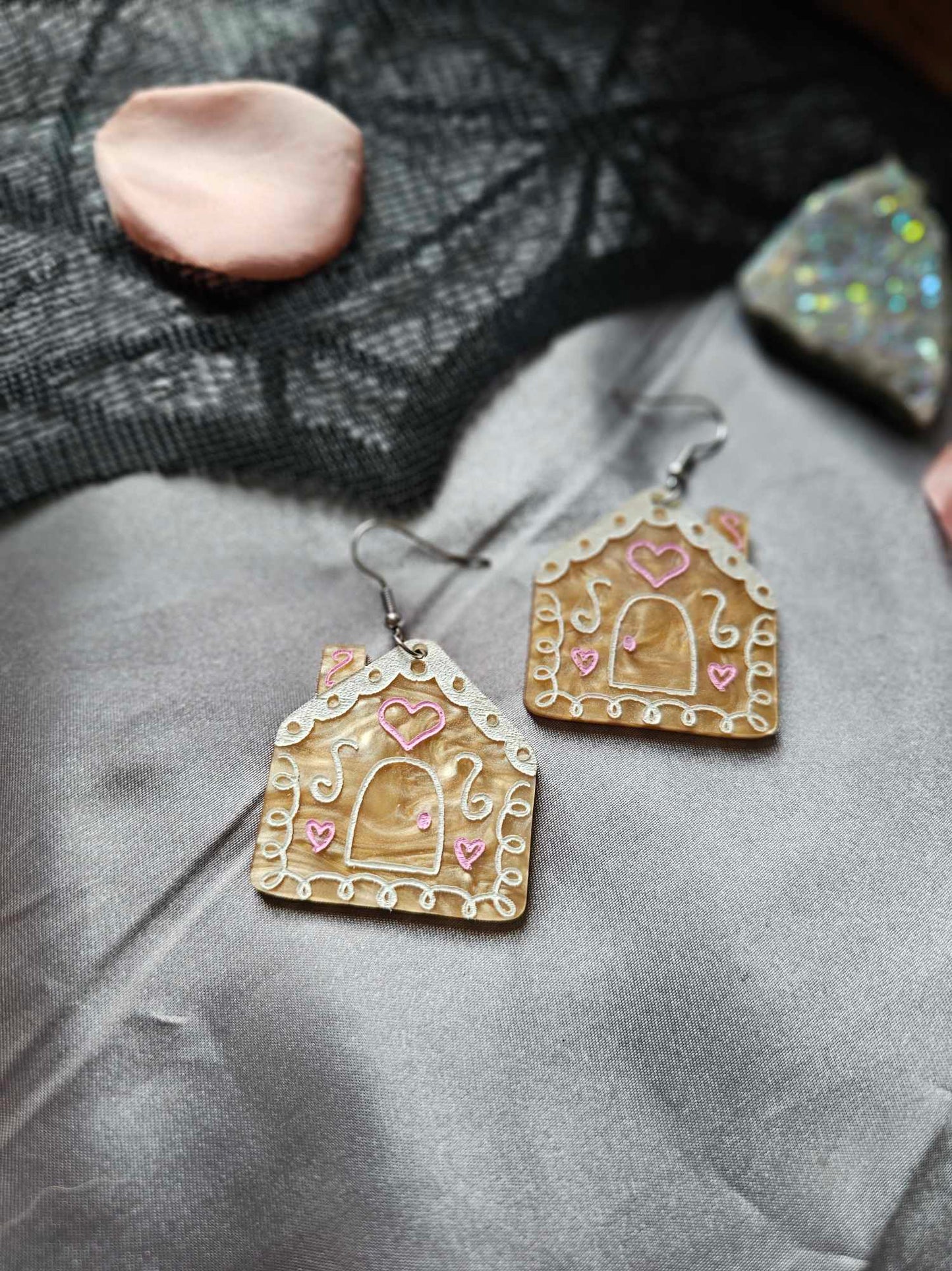 Pink Frosted Gingerbread Houses