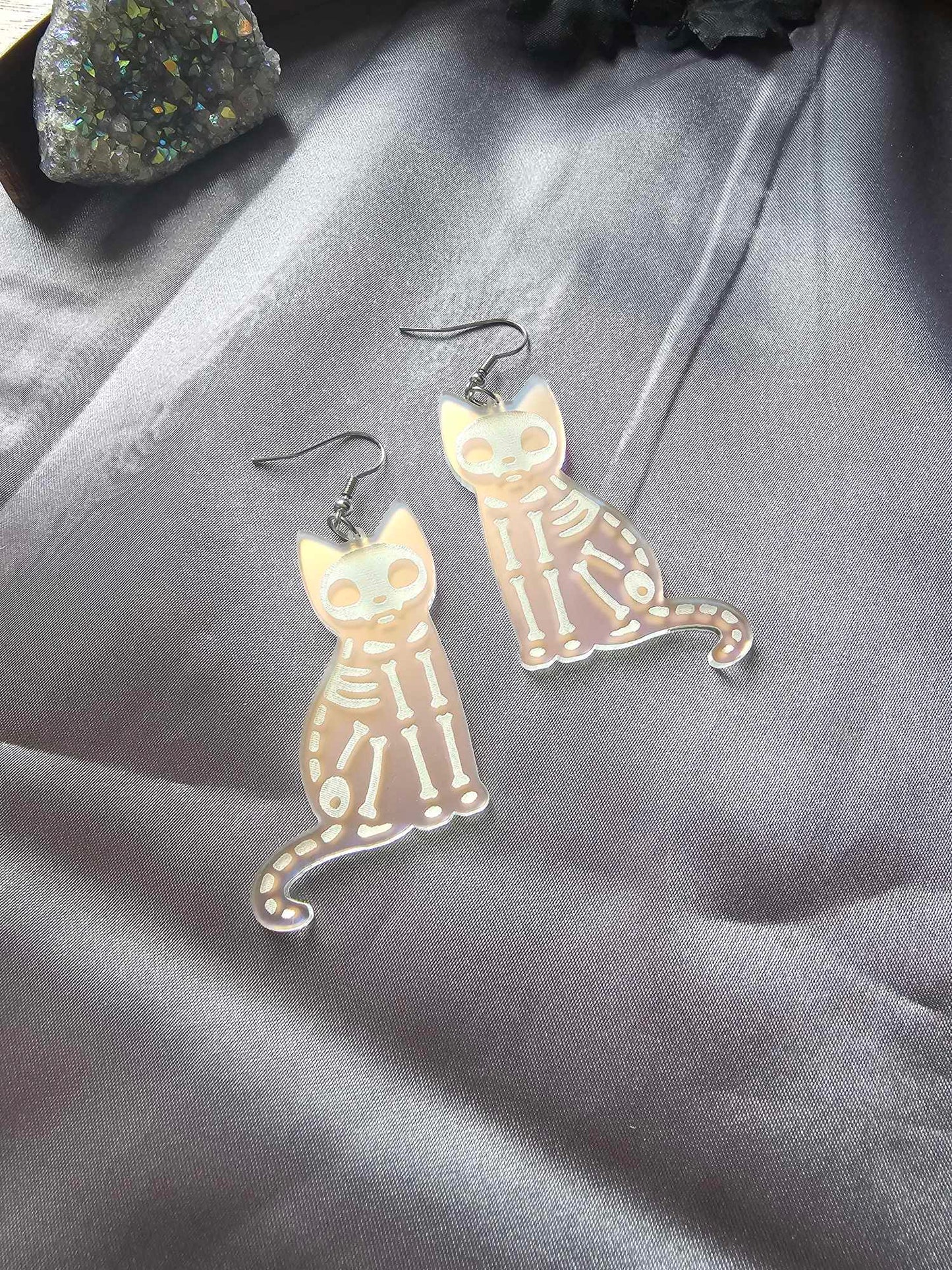 Frosted Iridescent Skeleton Cats