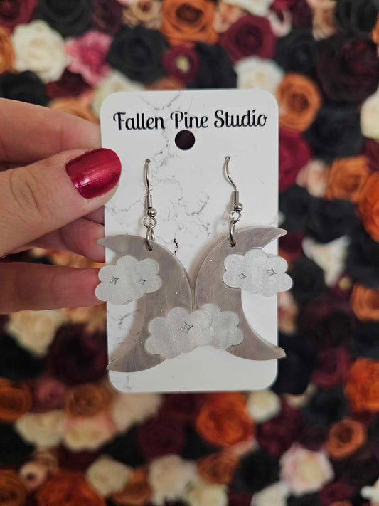 Grey and Baby Pink Cloudy Moons