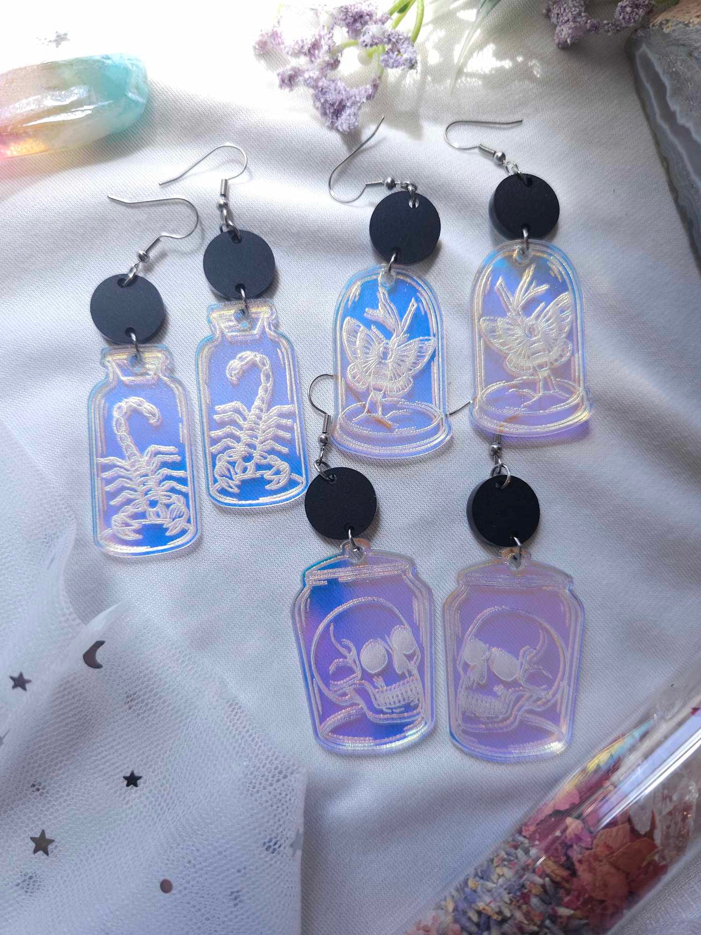 Frosted Iridescent Oddities Jars