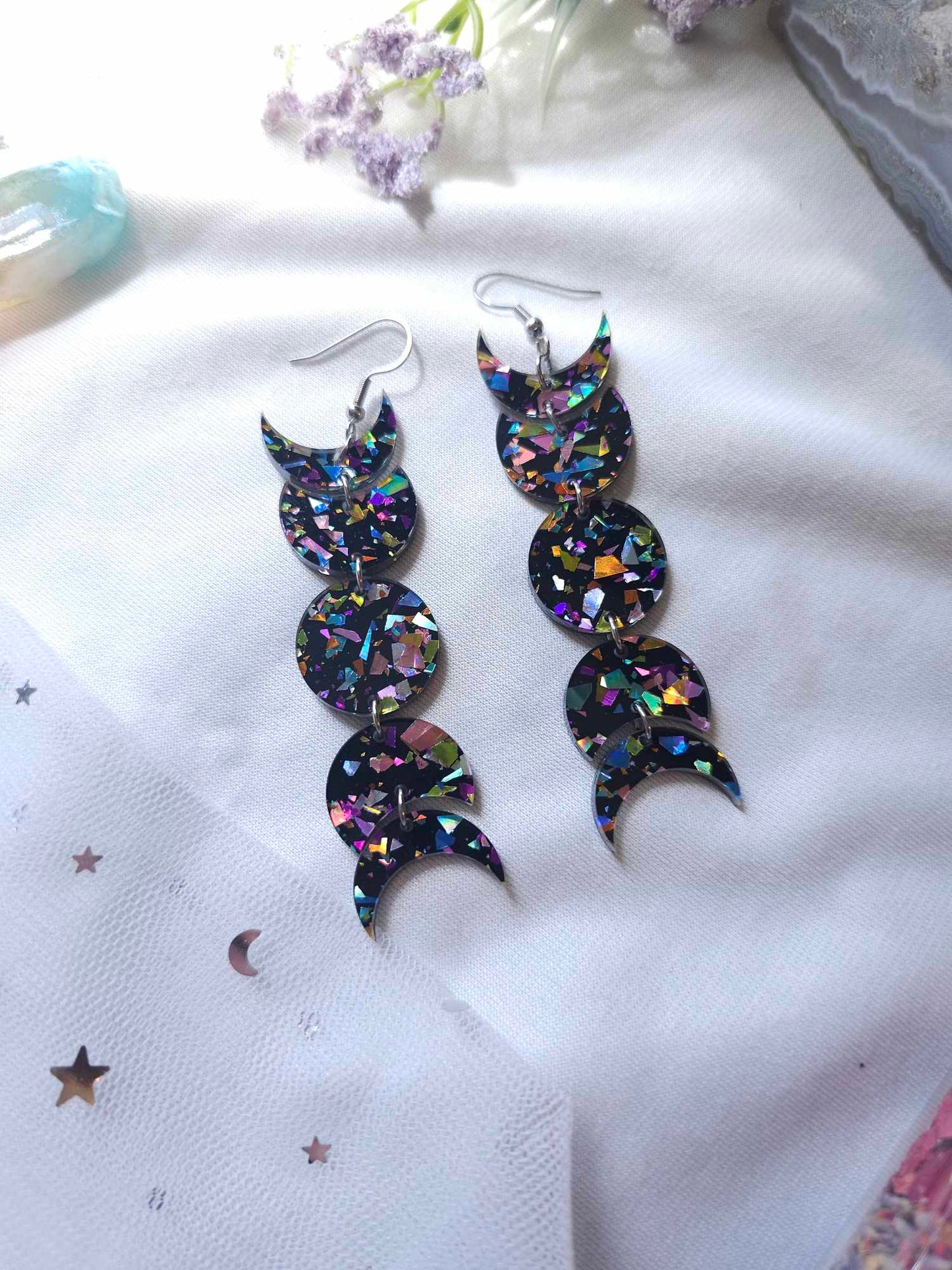 Black Crystal Flake Full Moon Phases