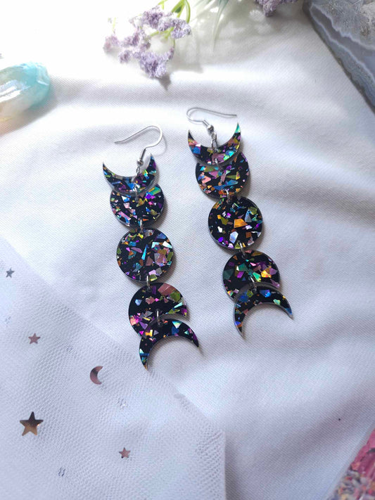 Black Crystal Flake Full Moon Phases