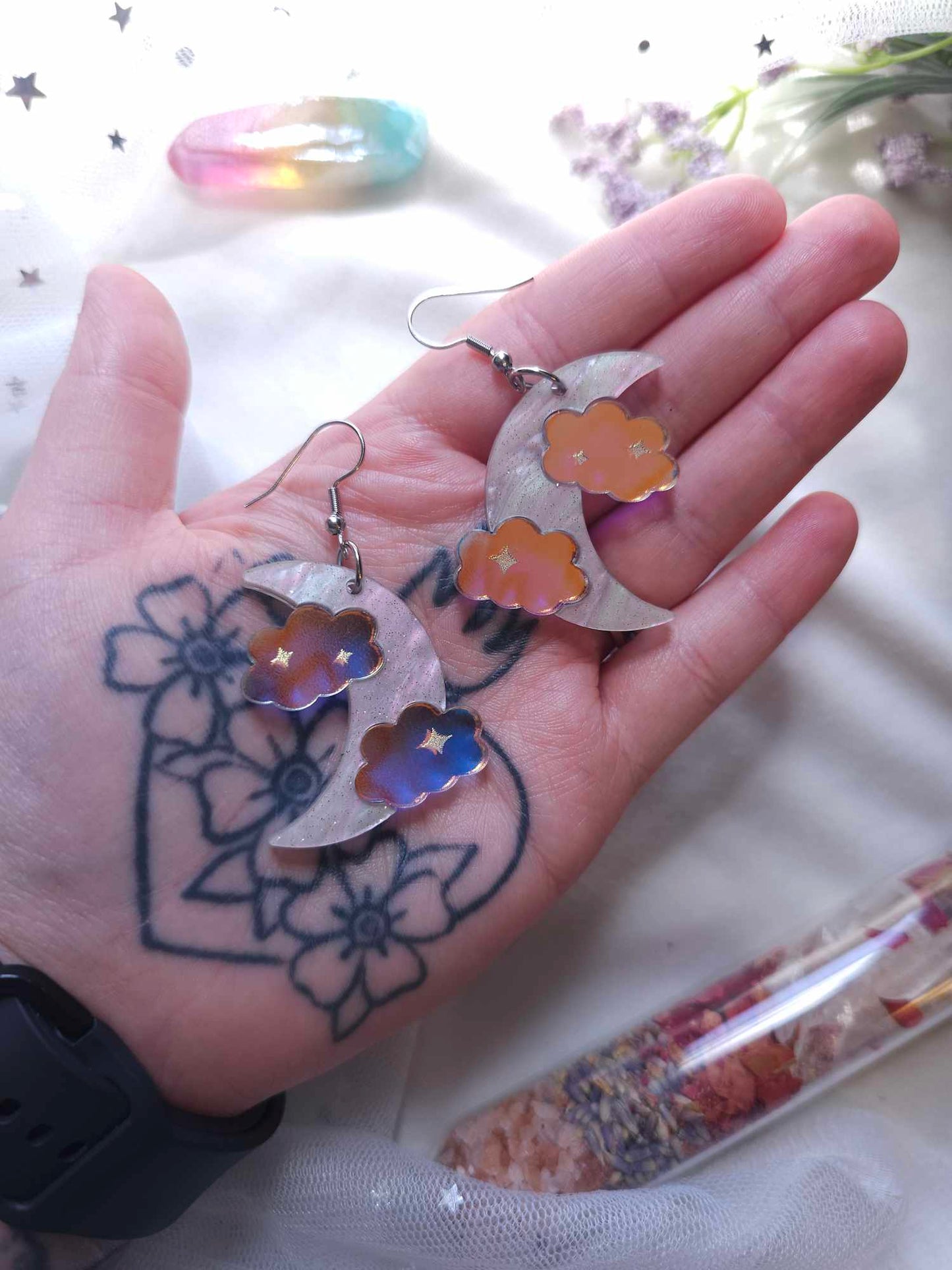 Cloudy Moons in Wildflower Marble