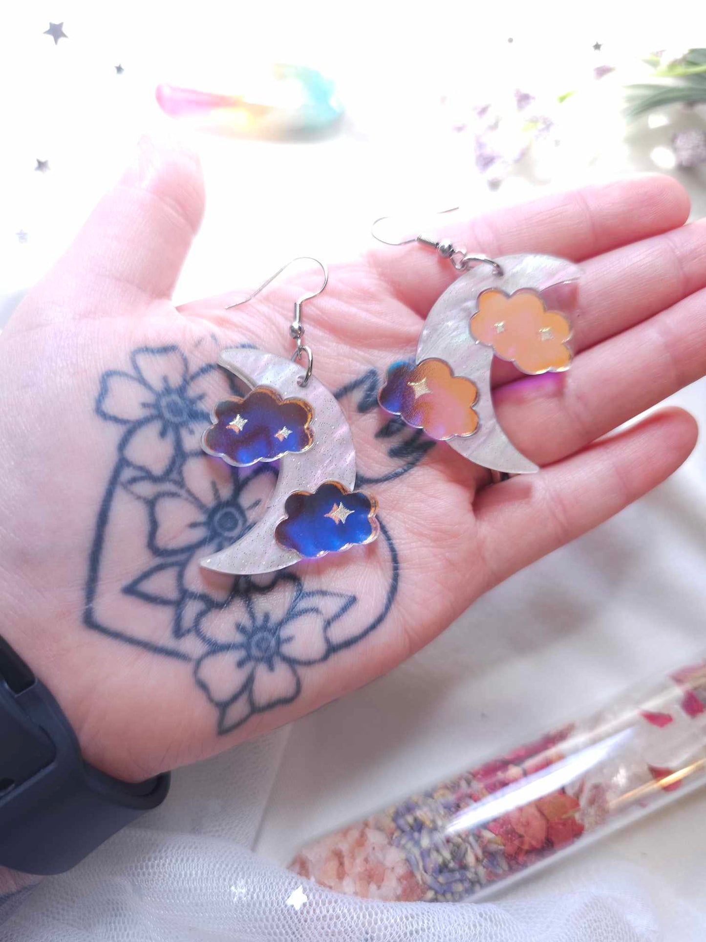 Cloudy Moons in Wildflower Marble