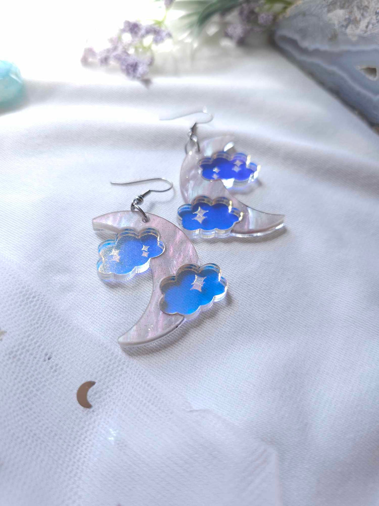 Cloudy Moons in Wildflower Marble