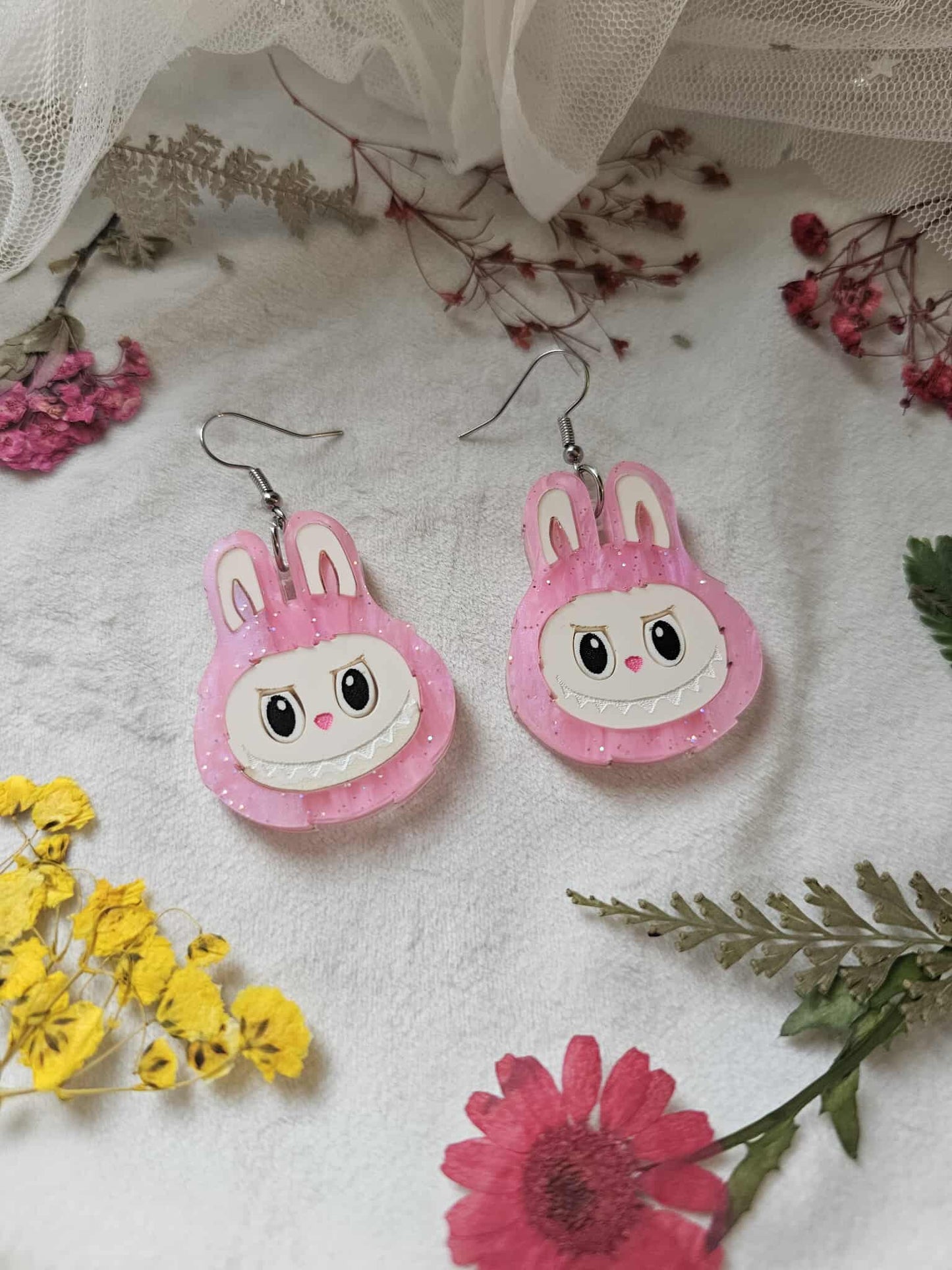 Bright Pink Marble Fuzzy Monsters