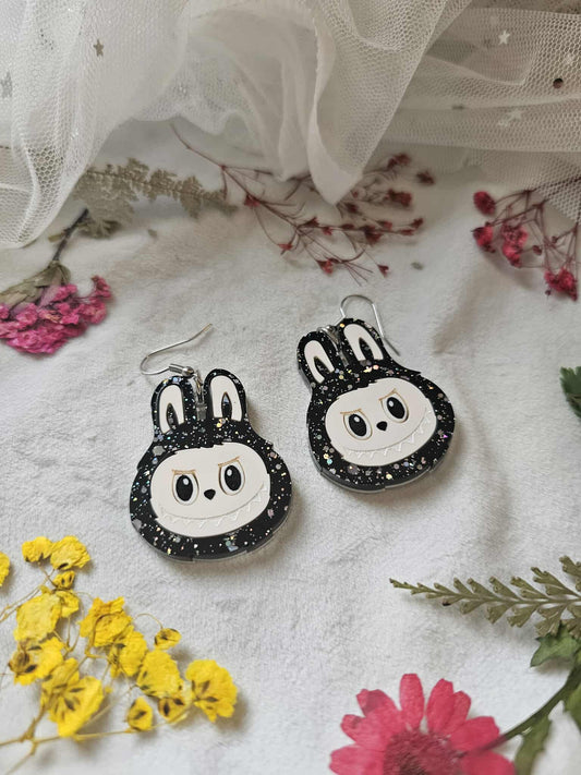 Black Chunky Glitter Fuzzy Monsters