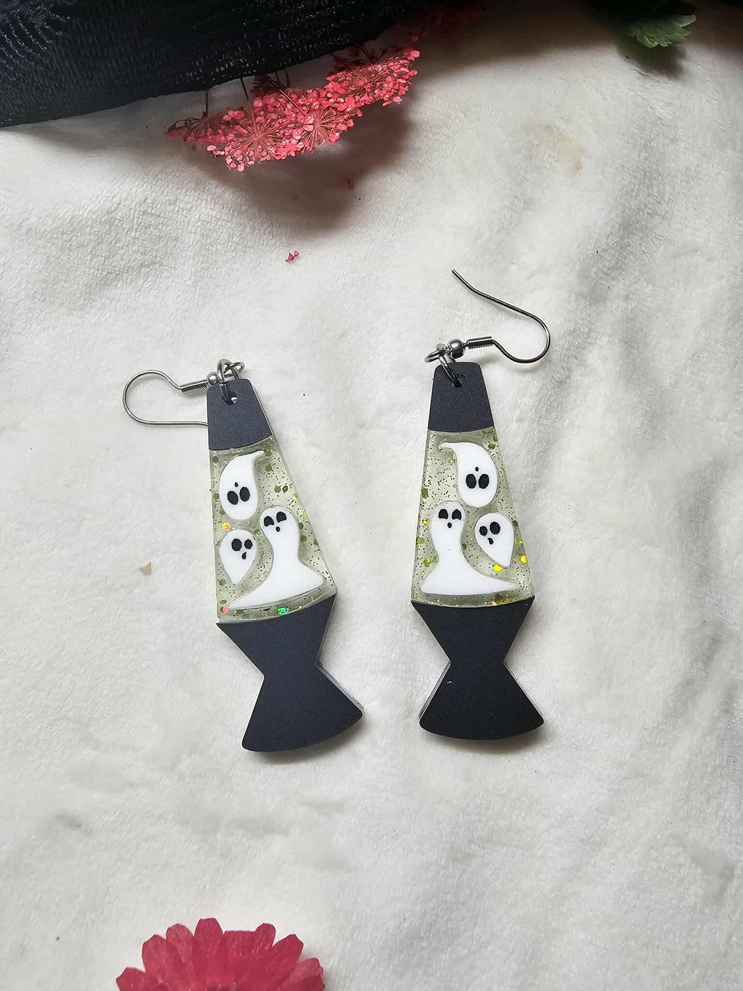 Green Glitz Ghost Lava Lamps