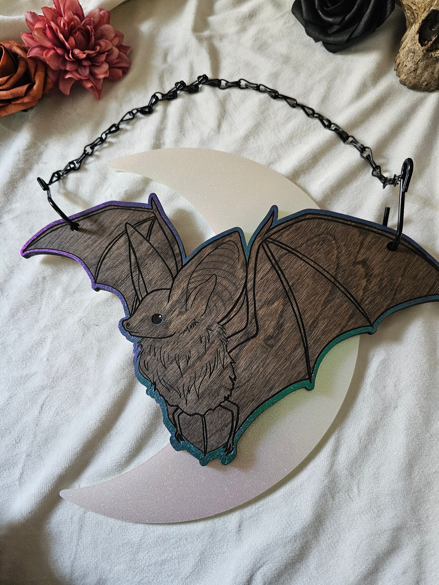 Large Moon Bat - Chrome/Opal