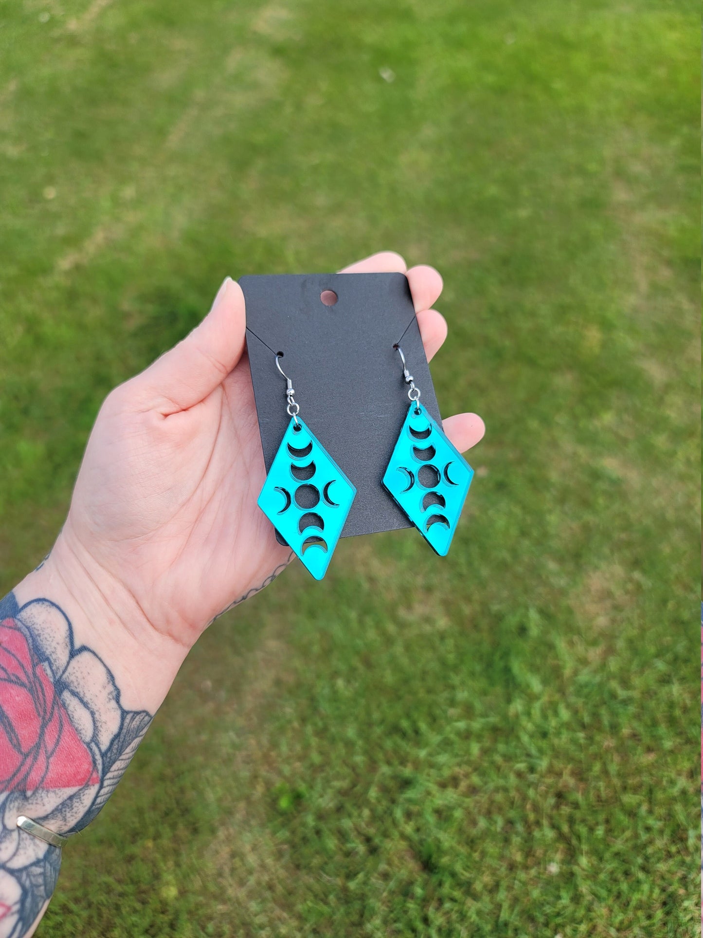 Teal Moon Phase Diamonds