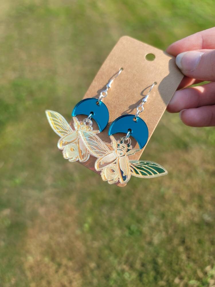 Iridescent Scarab Beetle & Moon