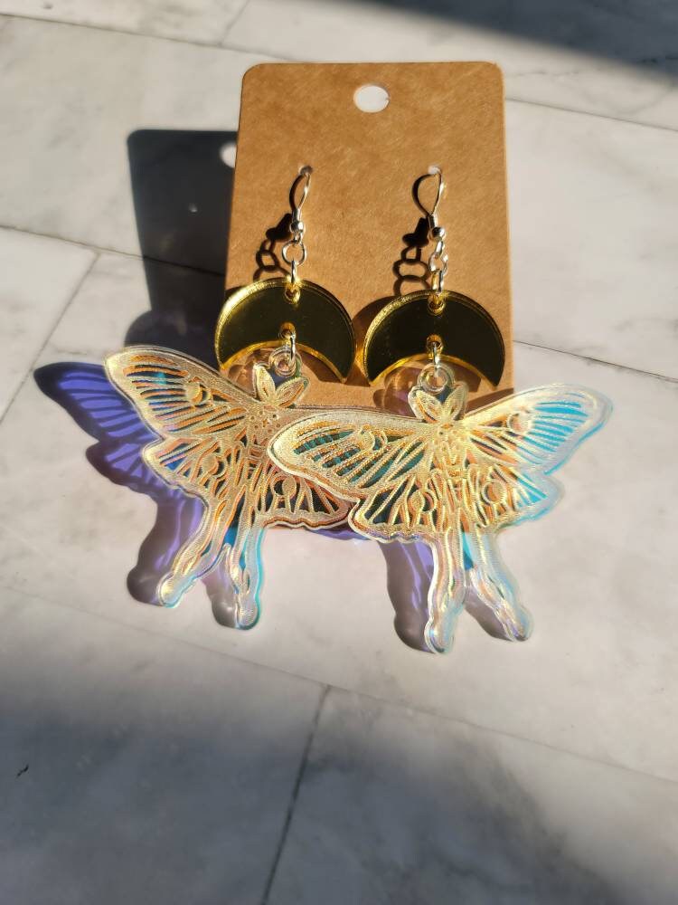 Iridescent Luna Moth and Moon