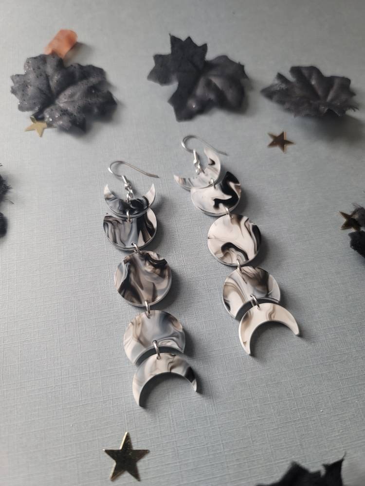 Black and White Swirl Moon Phases