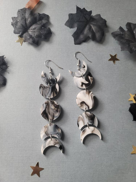 Black and White Swirl Moon Phases