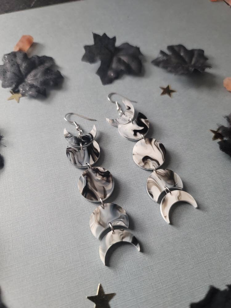 Black and White Swirl Moon Phases