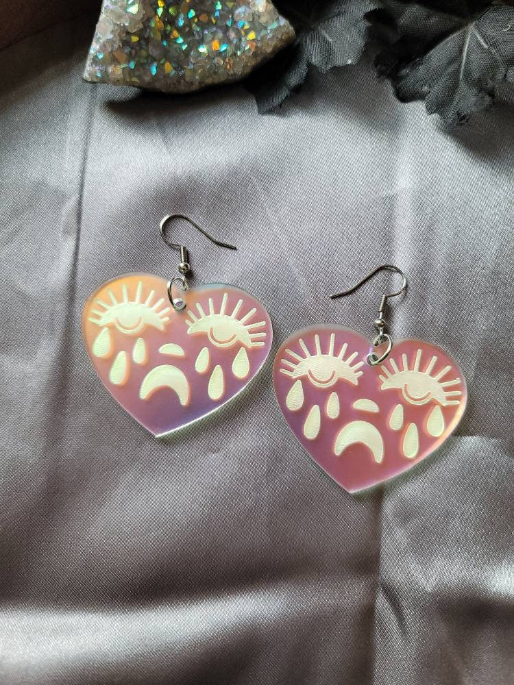 Frosted Iridescent Crying Hearts