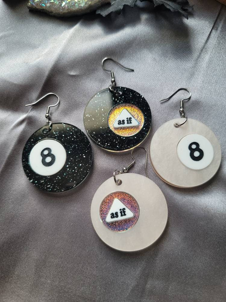 Magic 8 Ball Earrings, laser cut earrings