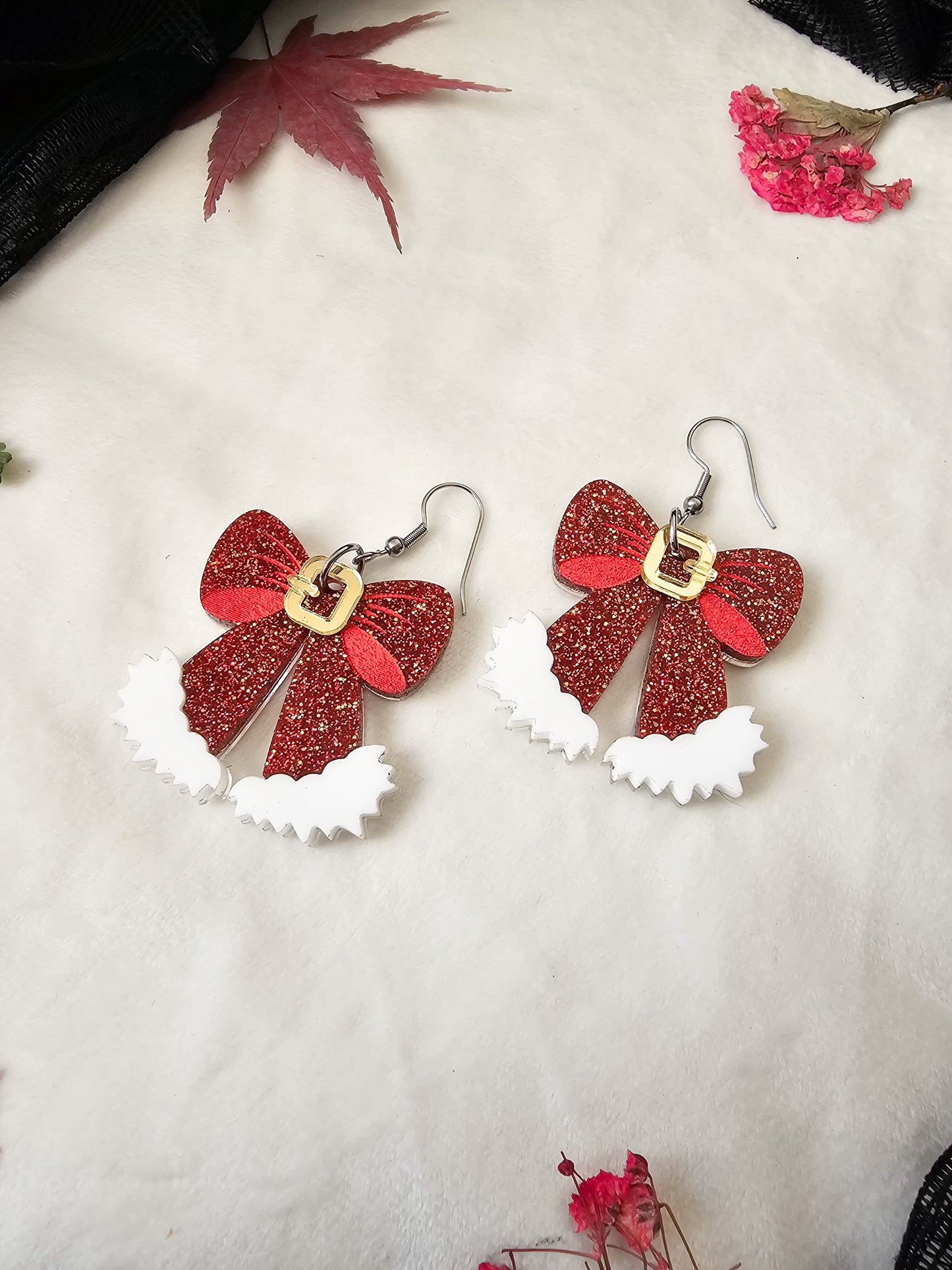 Red Glitter Santa Bows