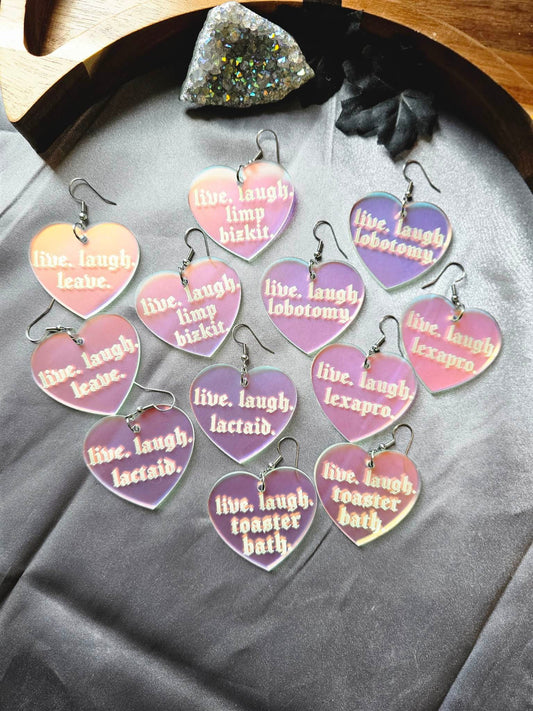 Live Laugh Frosted Iridescent Hearts