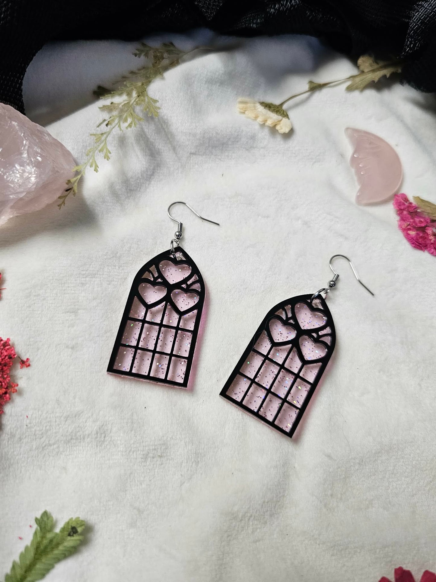 Pink Glitter Heart Cathedrals