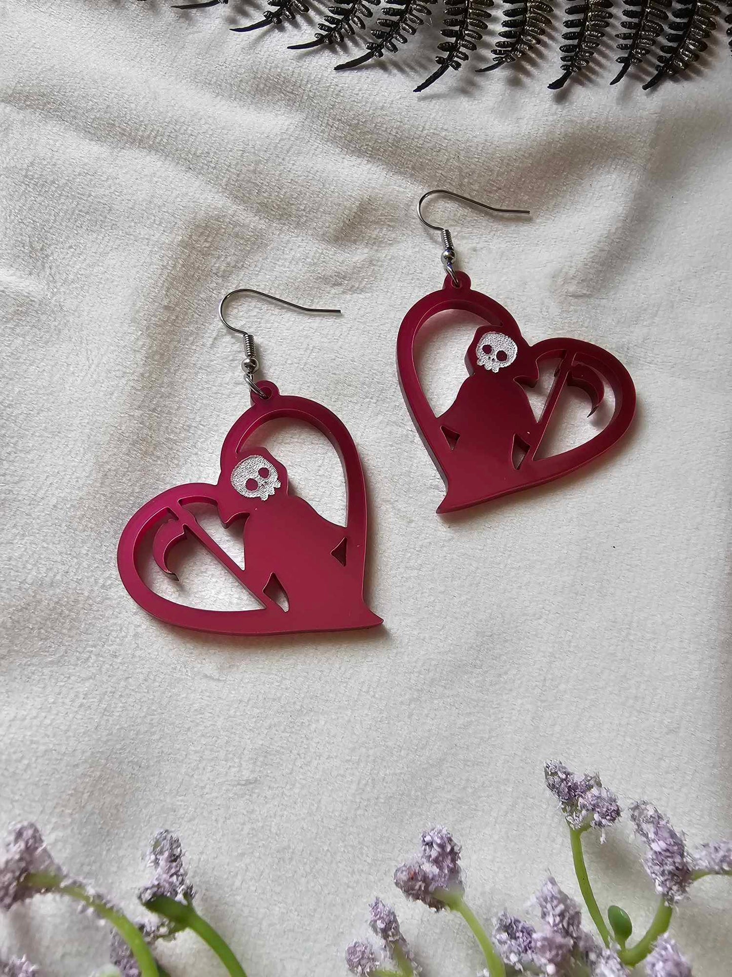 Pink Metallic Grim Reaper Hearts