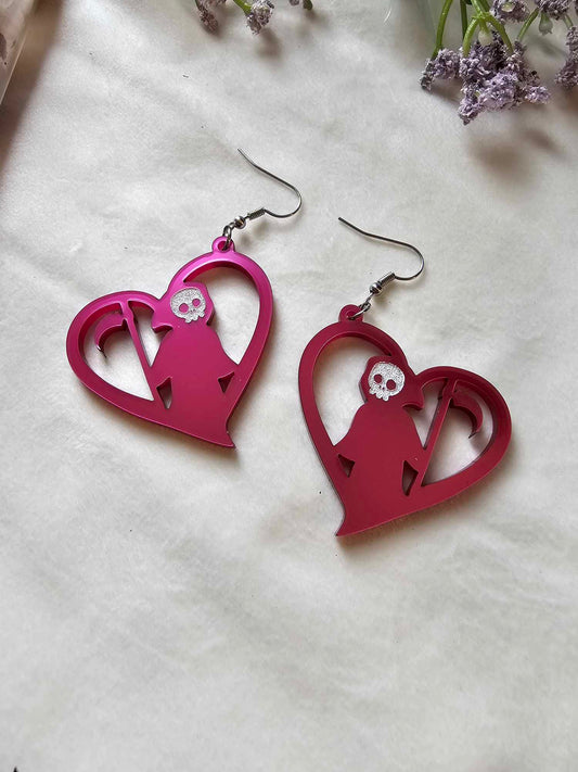 Pink Metallic Grim Reaper Hearts