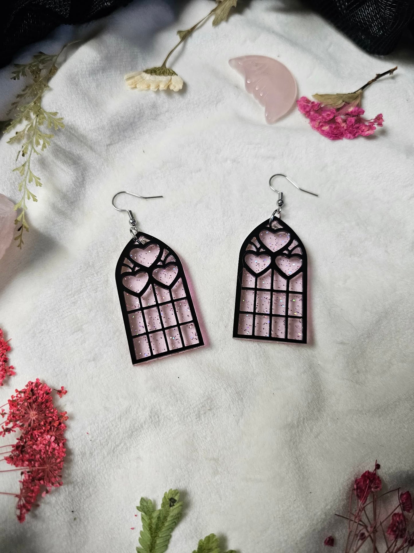 Pink Glitter Heart Cathedrals