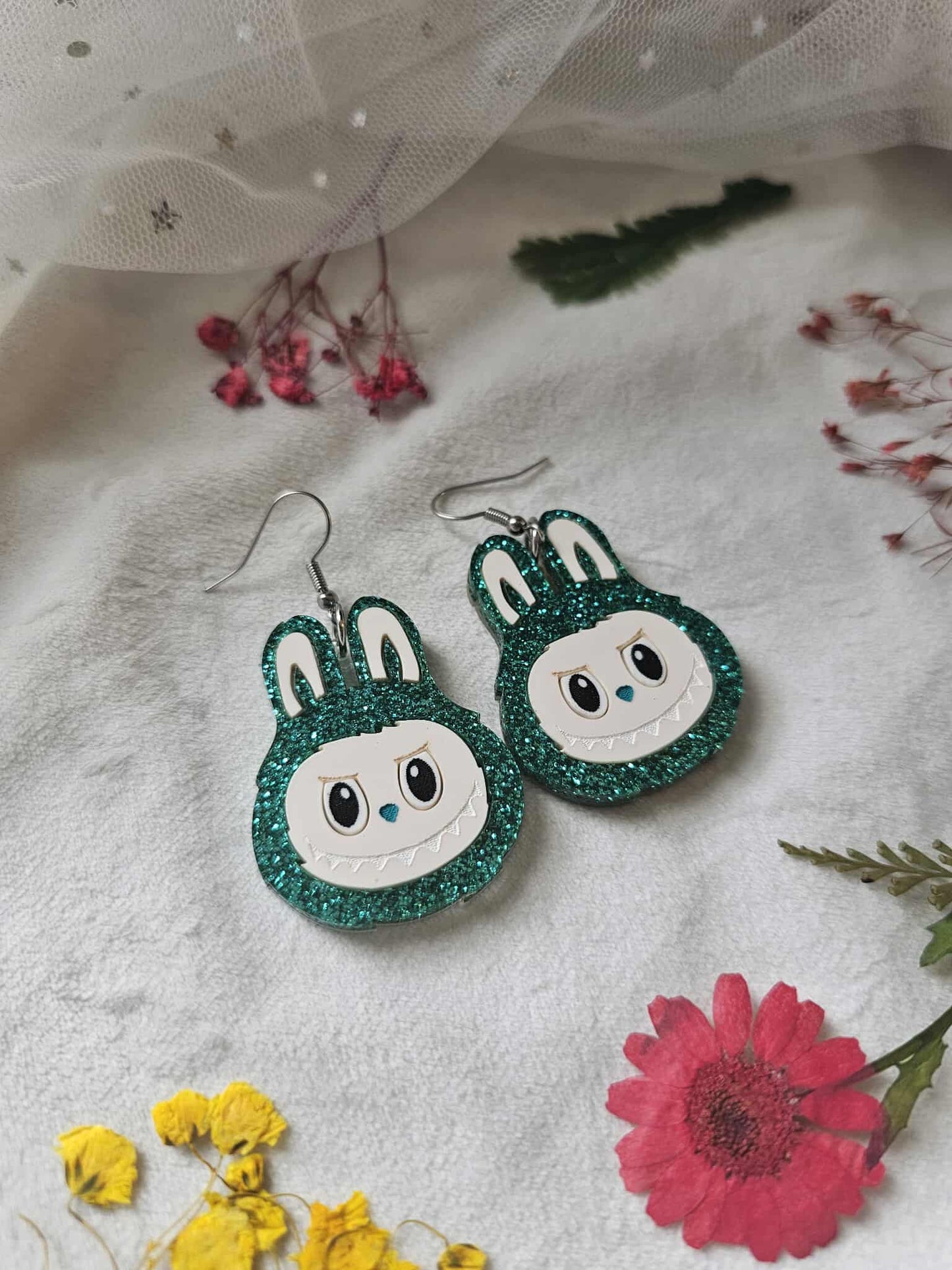 Teal Glitter  Fuzzy Monsters