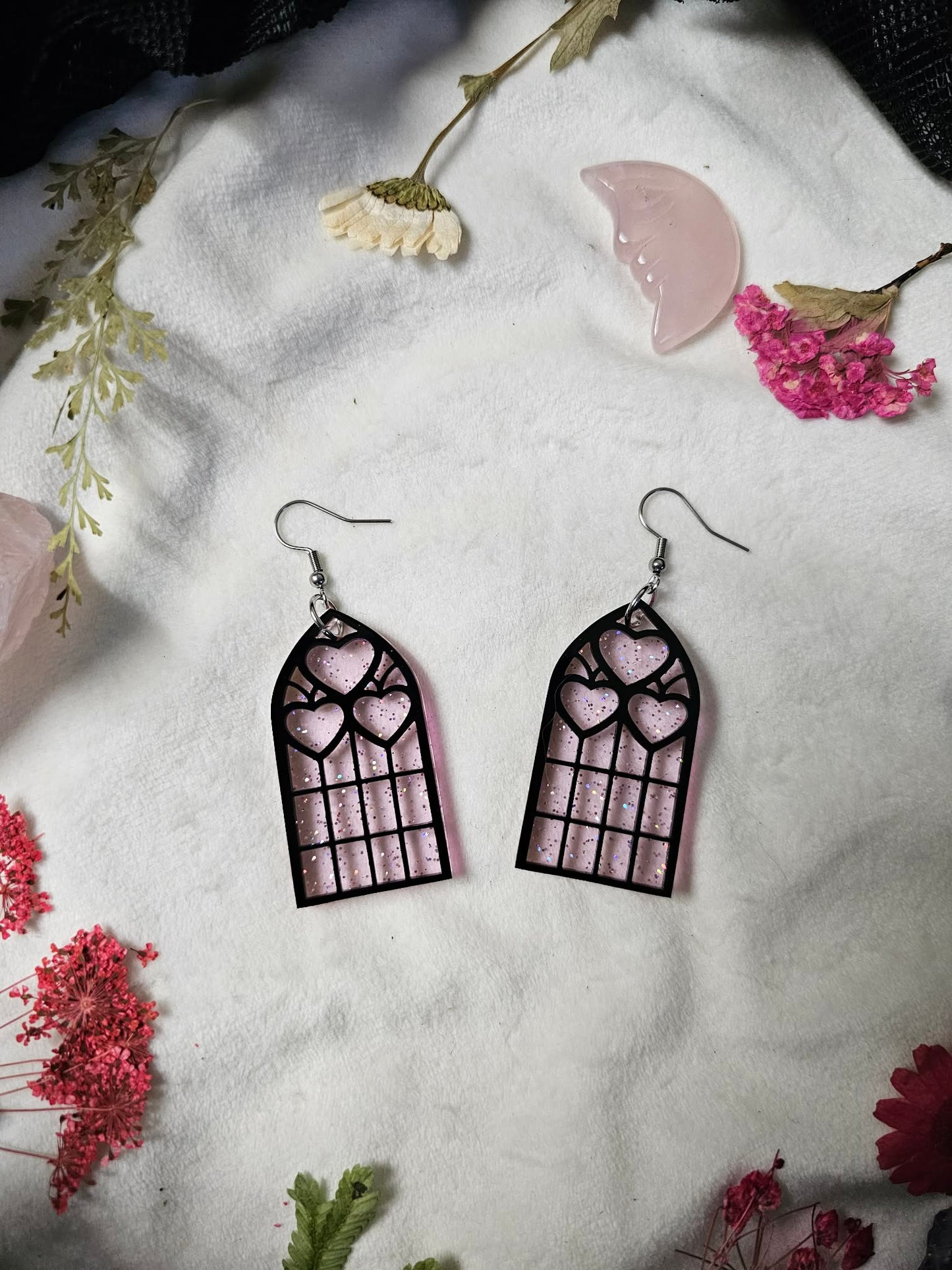 Pink Glitter Heart Cathedrals