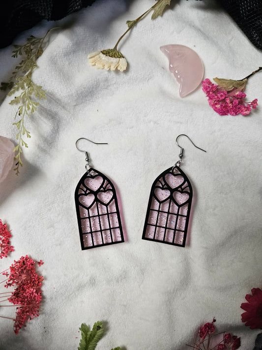 Pink Glitter Heart Cathedrals