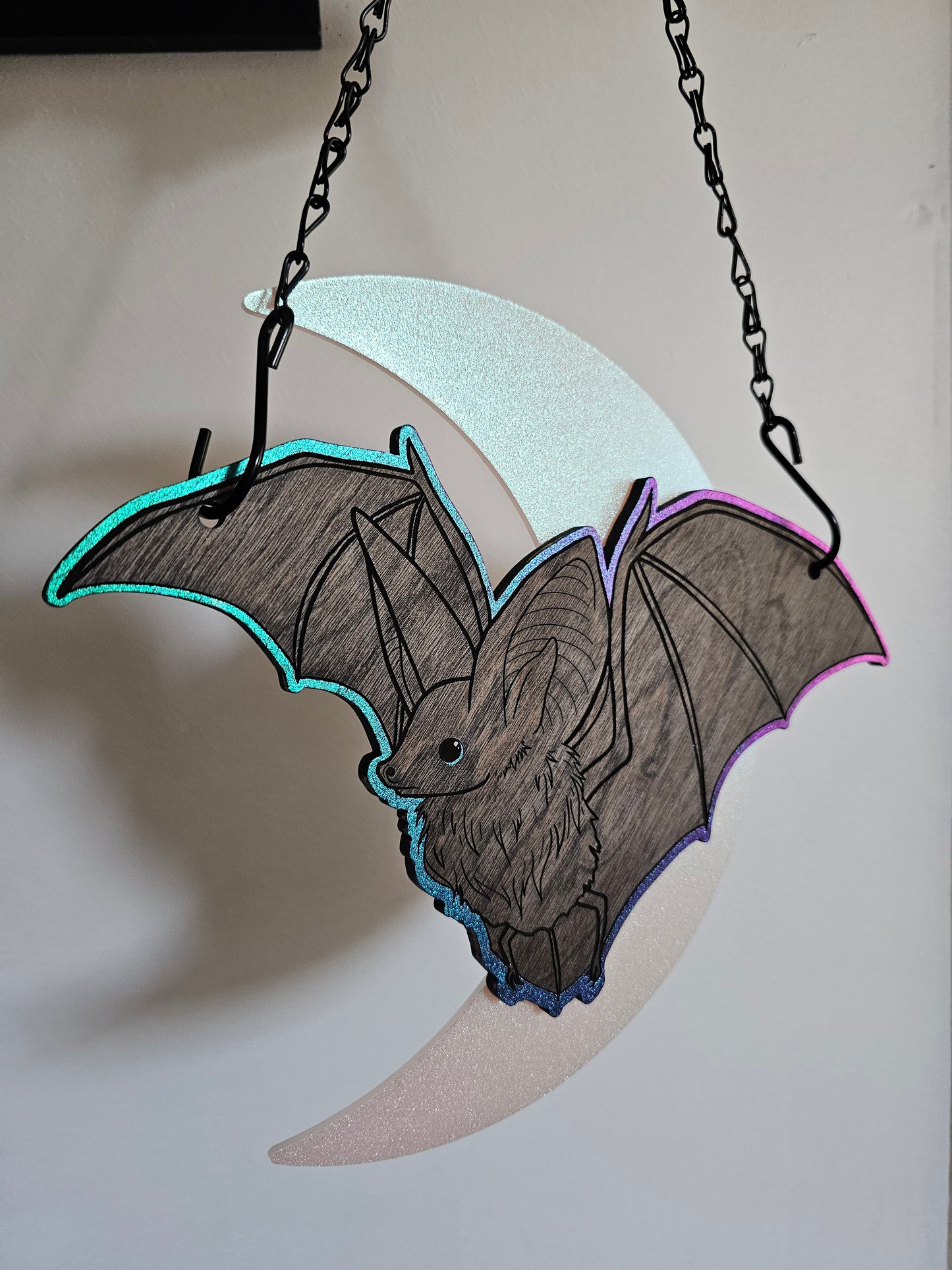 Large Moon Bat - Chrome/Opal