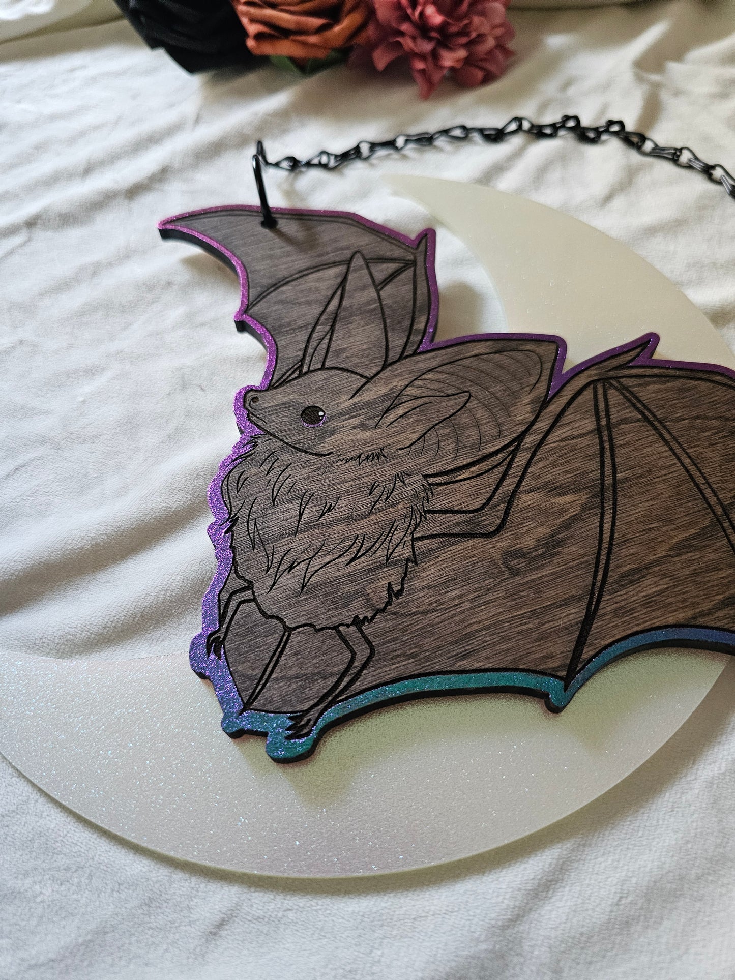 Large Moon Bat - Chrome/Opal
