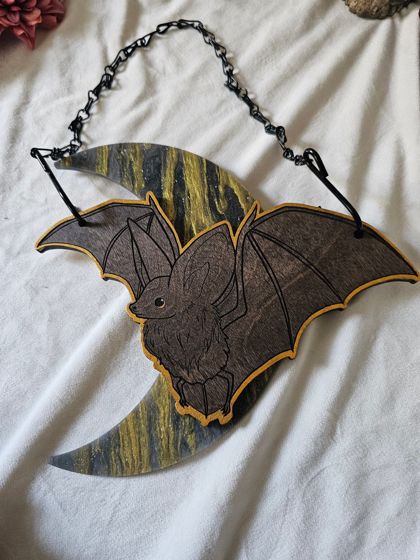 Small Moon Bat - Gold/Gold Shimmer