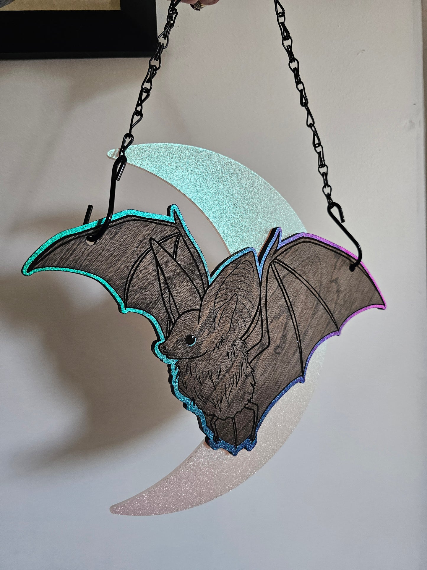 Large Moon Bat - Chrome/Opal