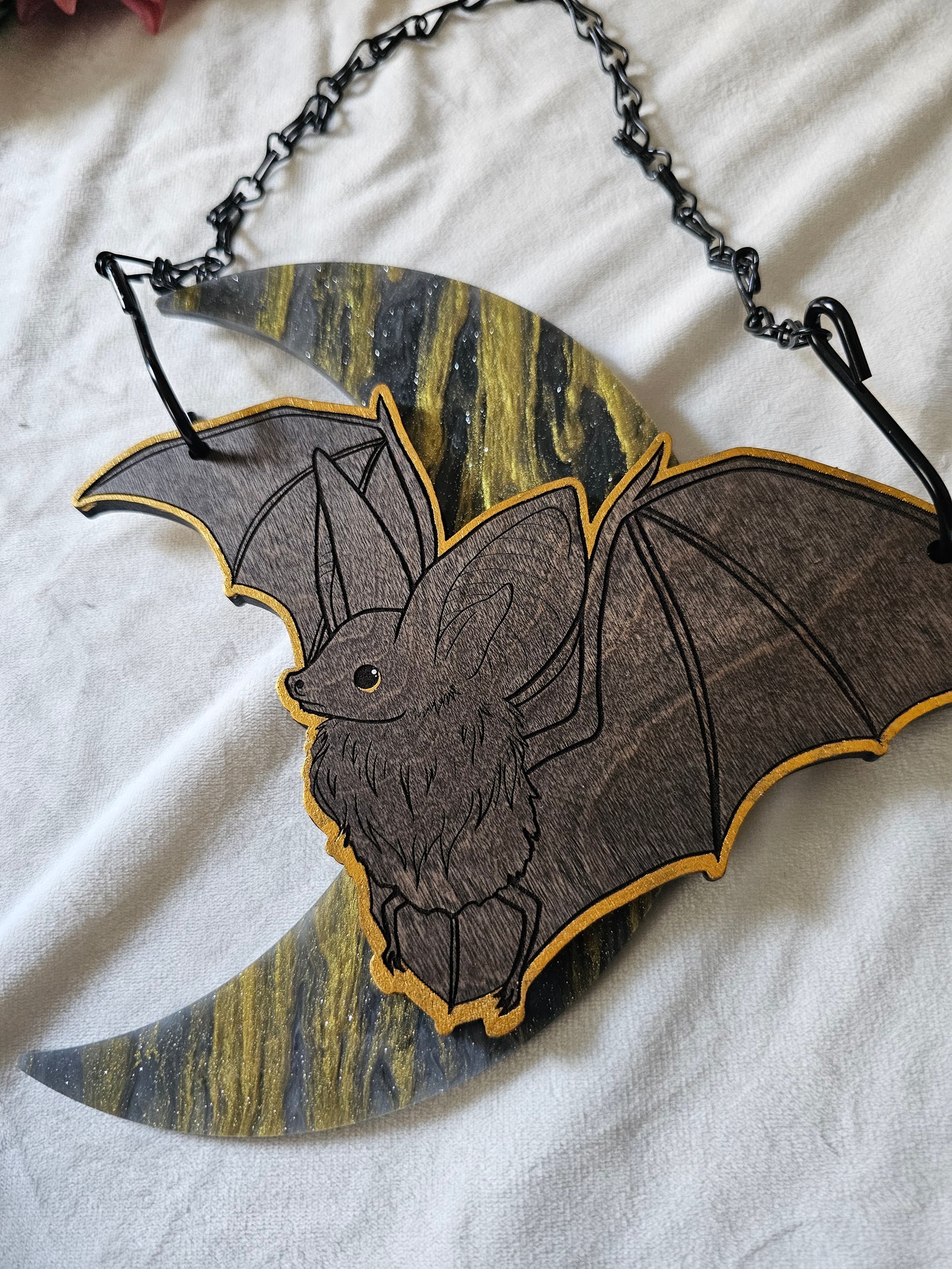 Small Moon Bat - Gold/Gold Shimmer
